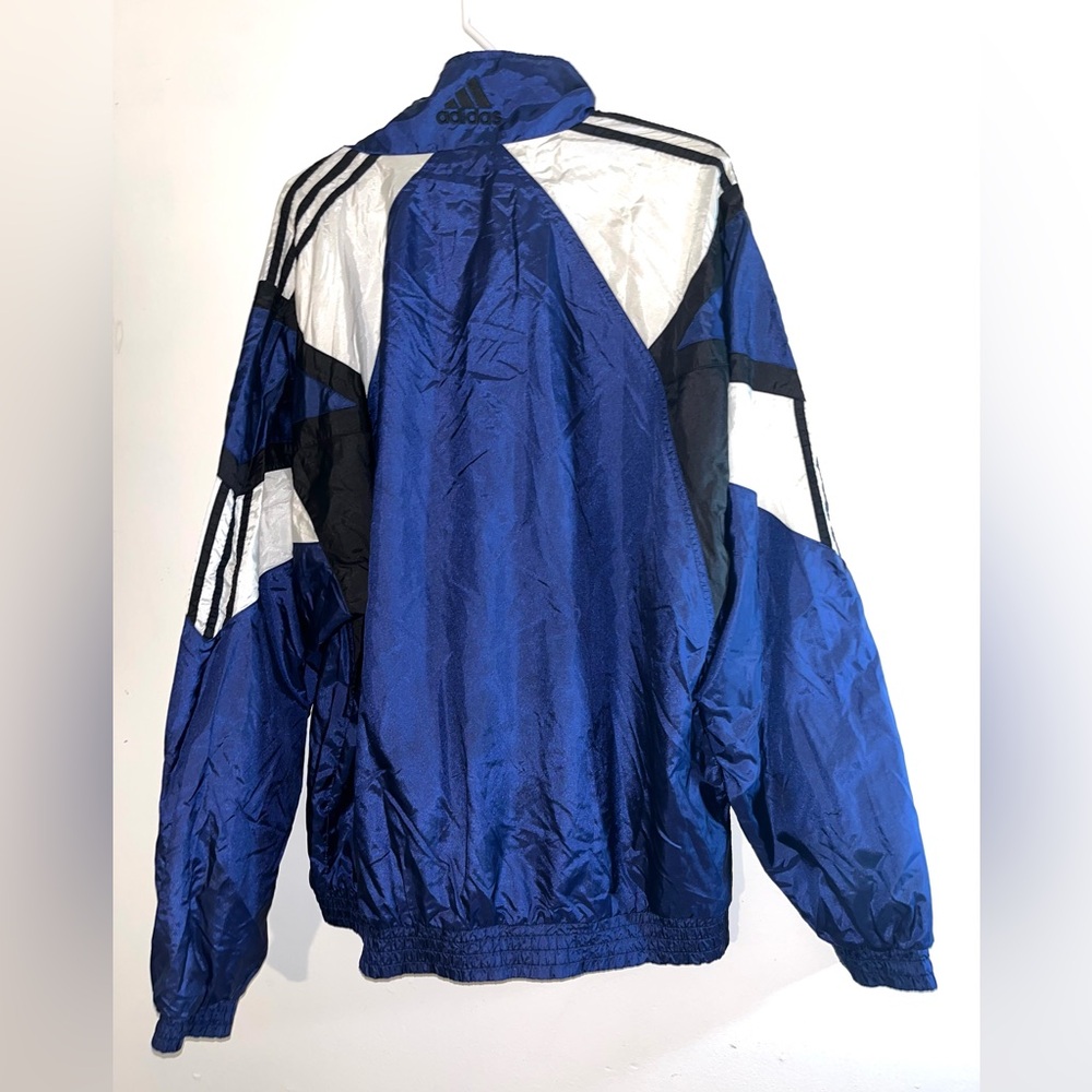 Vintage Adidas  windbreaker Jacket Blue Size L. P2P 25” Sleeves  Length 27” - Picture 2 of 6